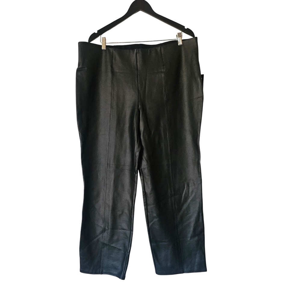 Slim Factor Investments Faux Leather Look Slim Straight Pants Plus Size 2X NWT
